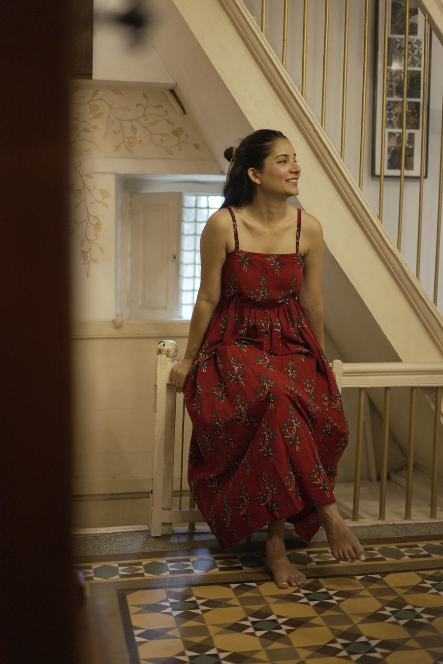 Yala Madder Red Ajrakh Dress