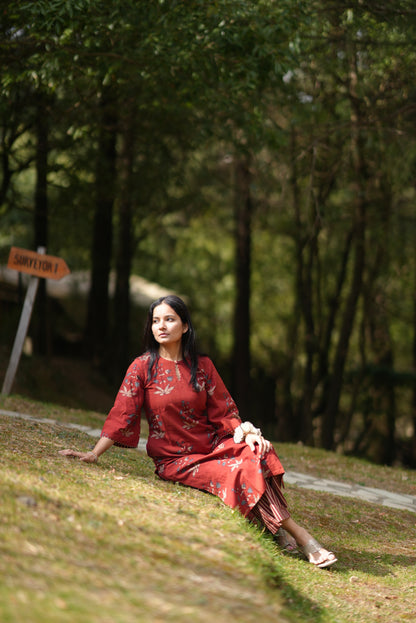 Fidaa Madder Red Ajrakh Co-ord Set