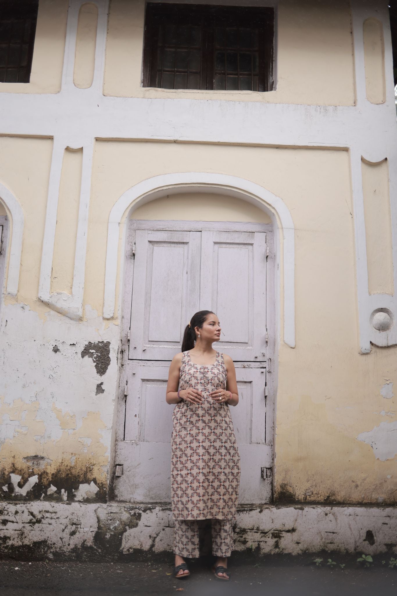 Varnam Beige Kalamkari Co-ord Set