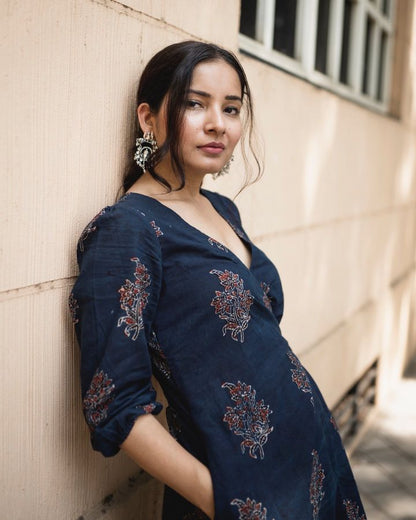 Manzoor Indigo Wrap Set with Dupatta