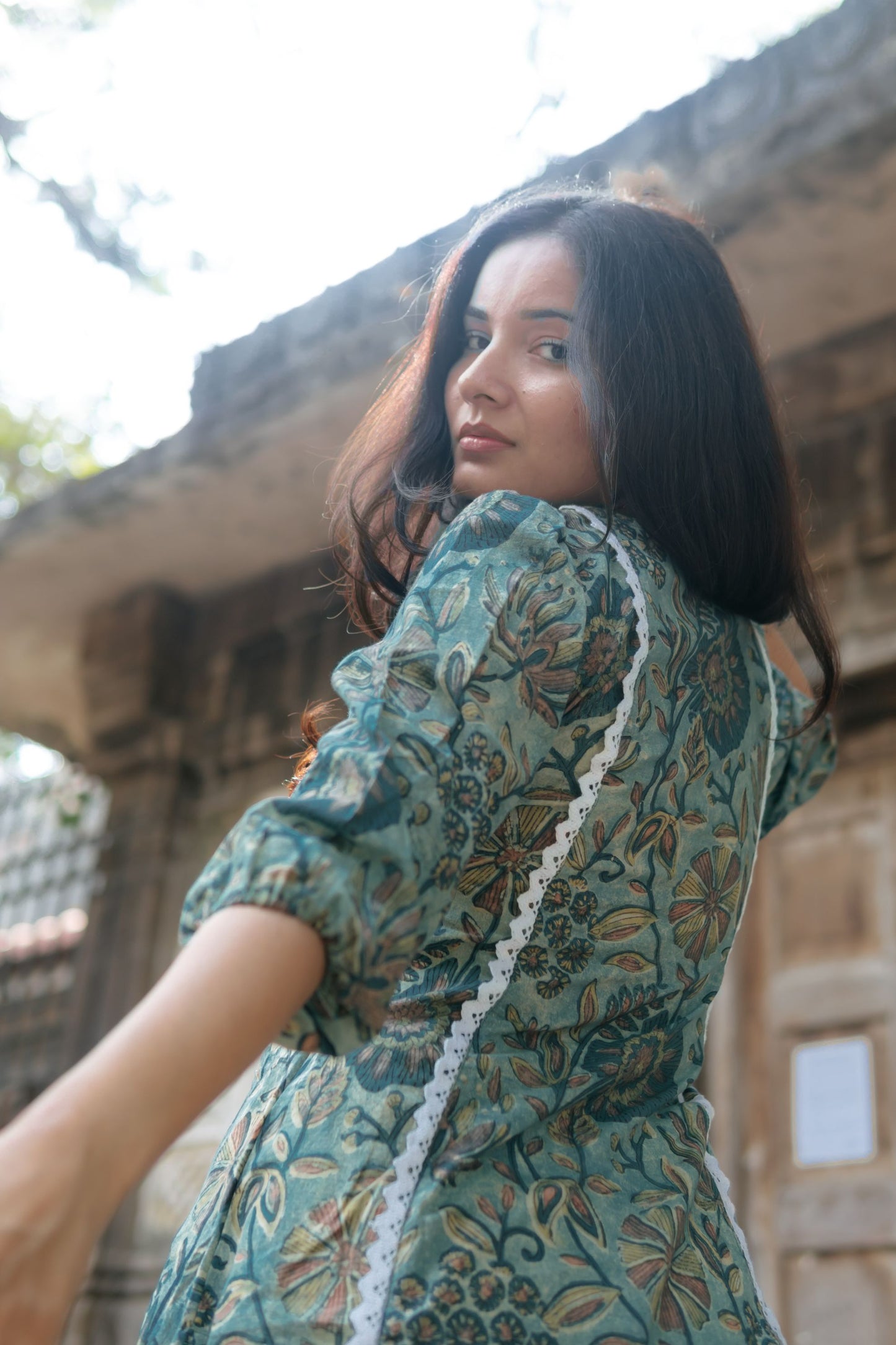 Shab Kalidaar Ajrakh Dabu Kurta