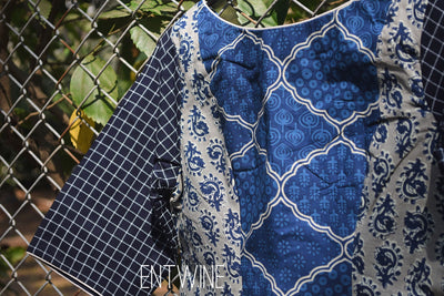 Indigo patchwork blouse