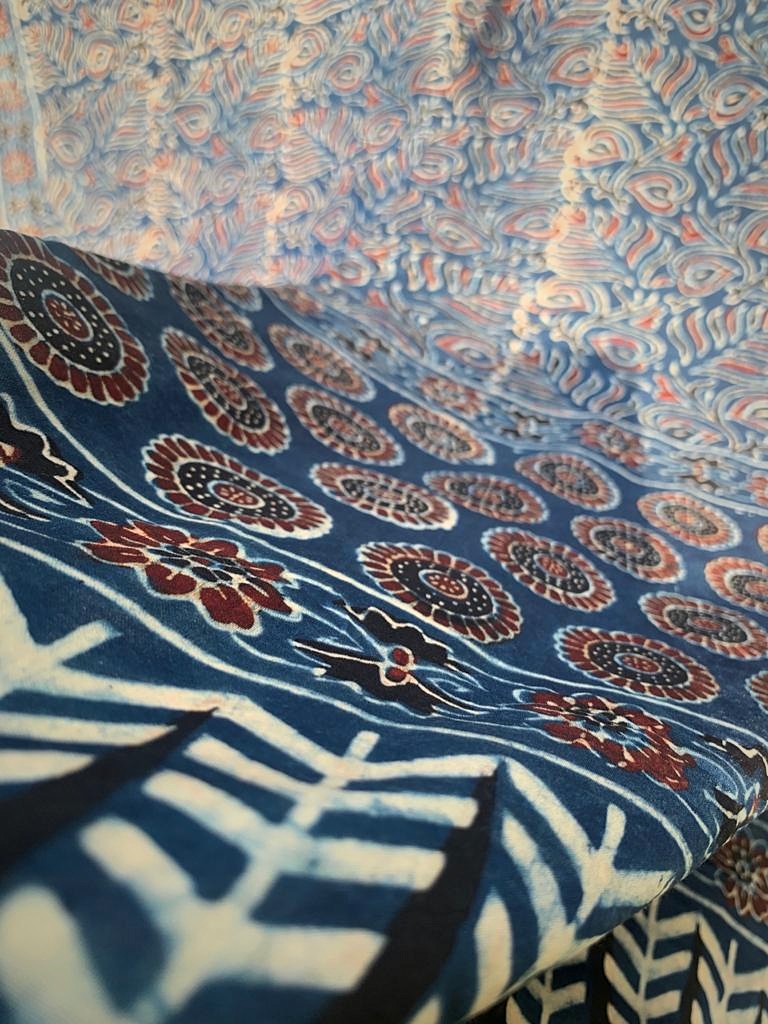 Indigo Ajrakh Modal Silk Dupatta
