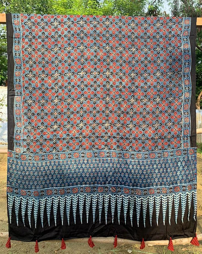 Indigo Ajrakh Modal Silk Dupatta 2