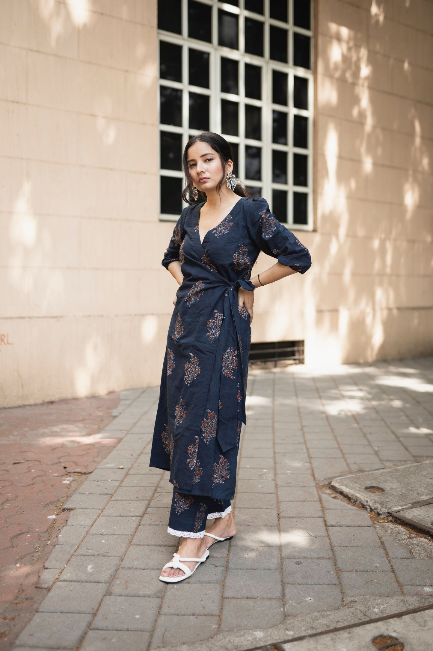 Manzoor Indigo Wrap Set with Dupatta