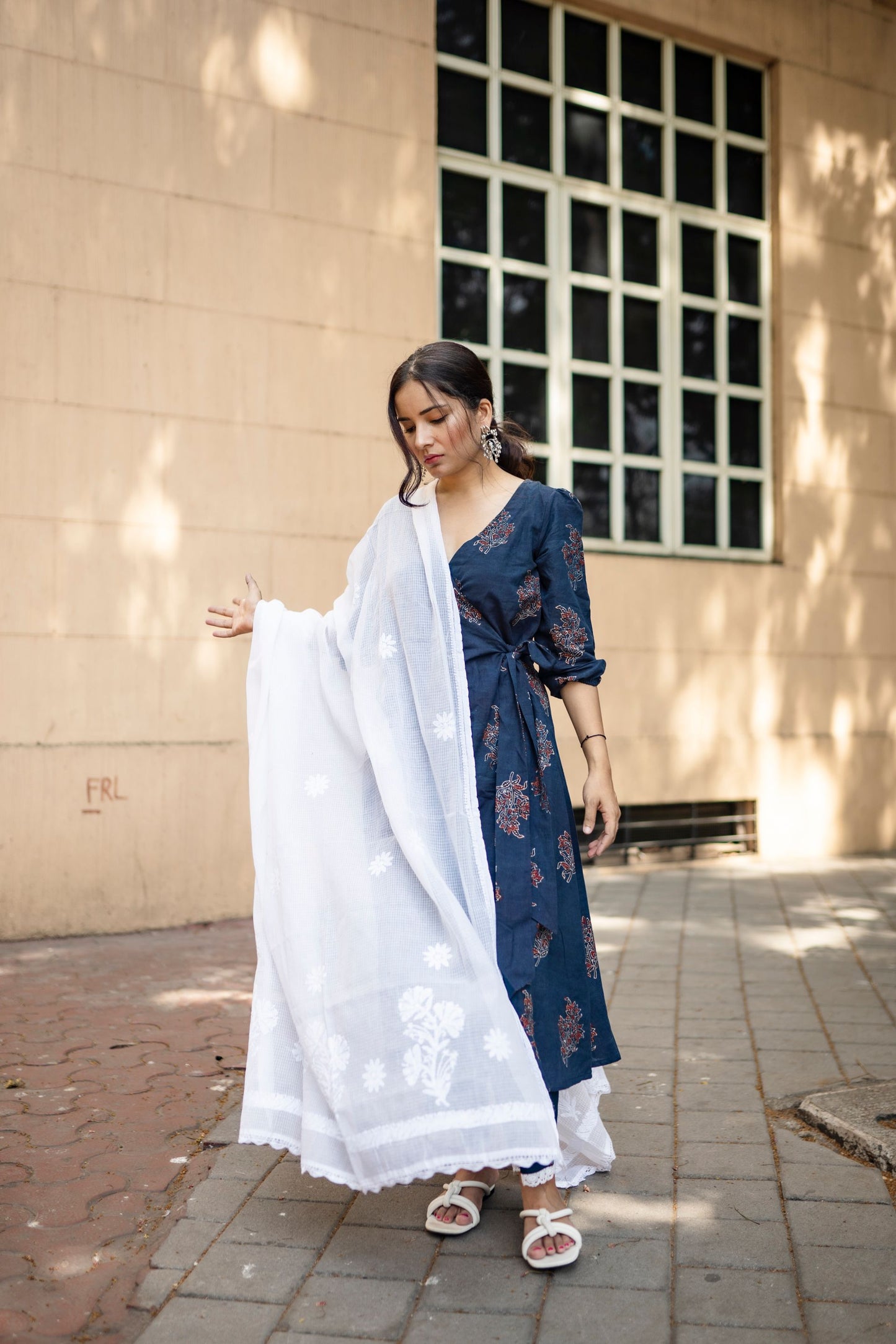 Manzoor Indigo Wrap Set with Dupatta