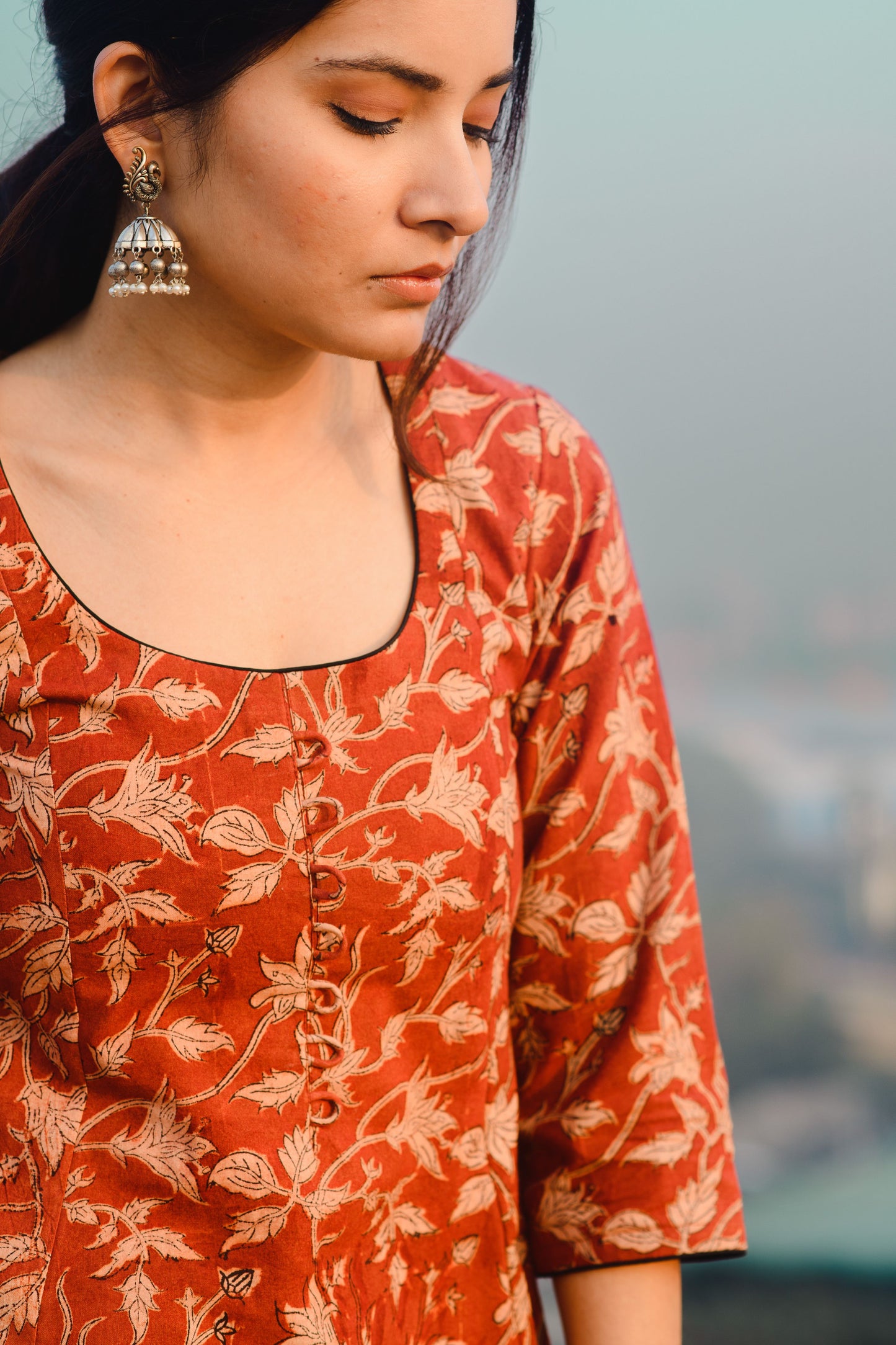 Ishq Madder Red Kalidaar Kurta