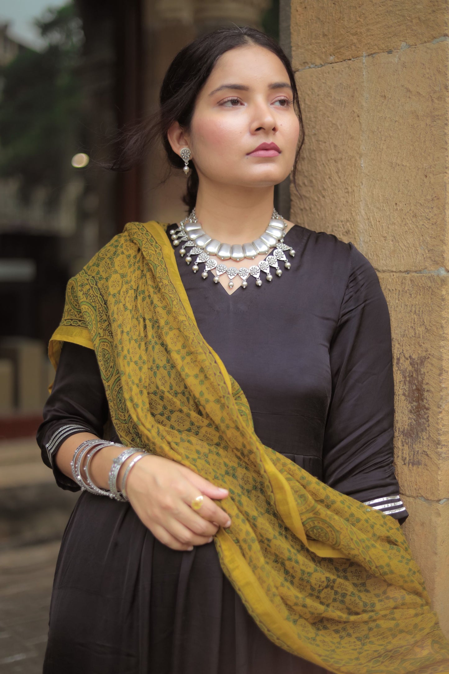 Jashn Black Modal Silk Kurta Pant Set