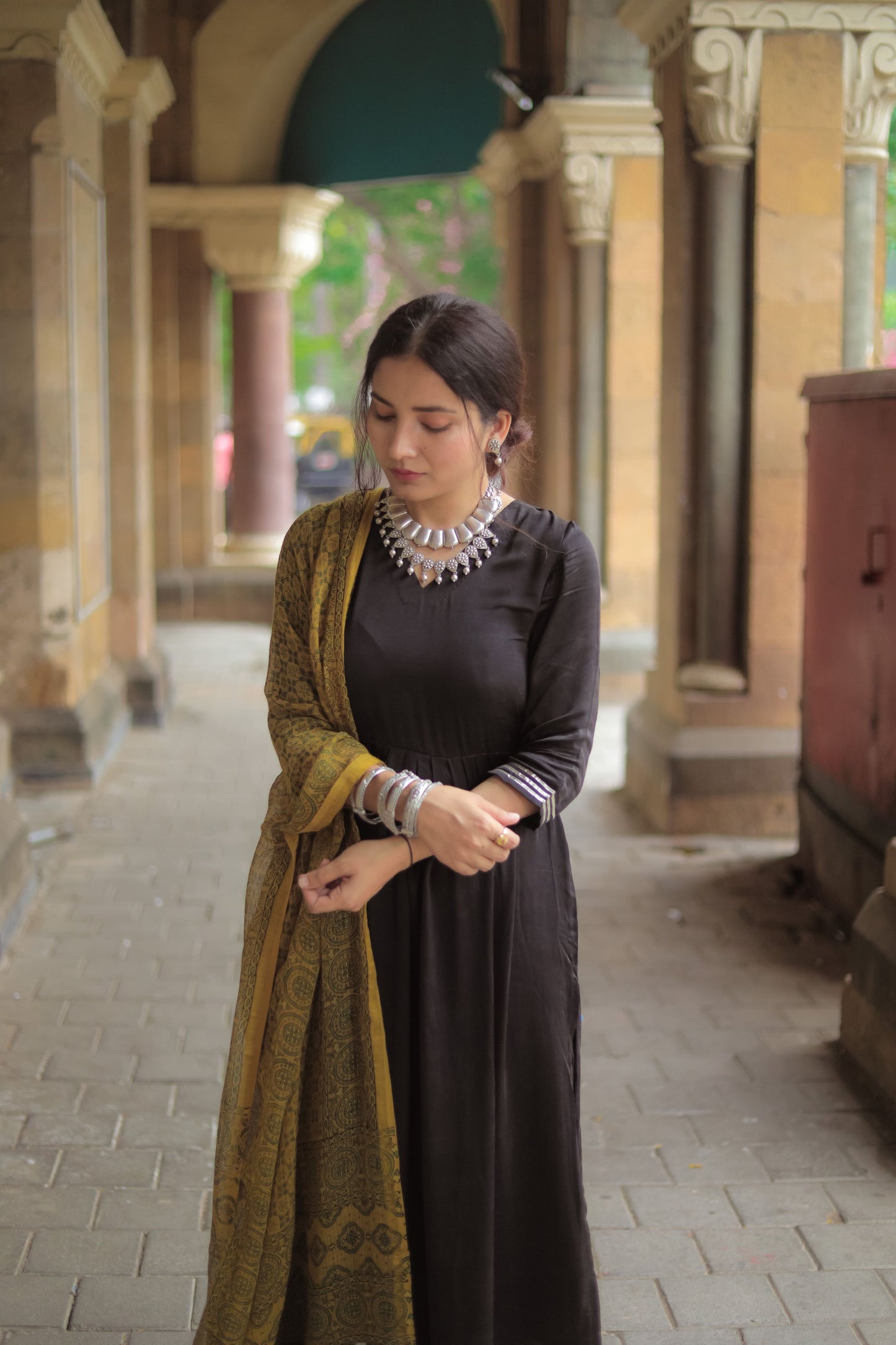 Jashn Black Modal Silk Kurta Pant Set
