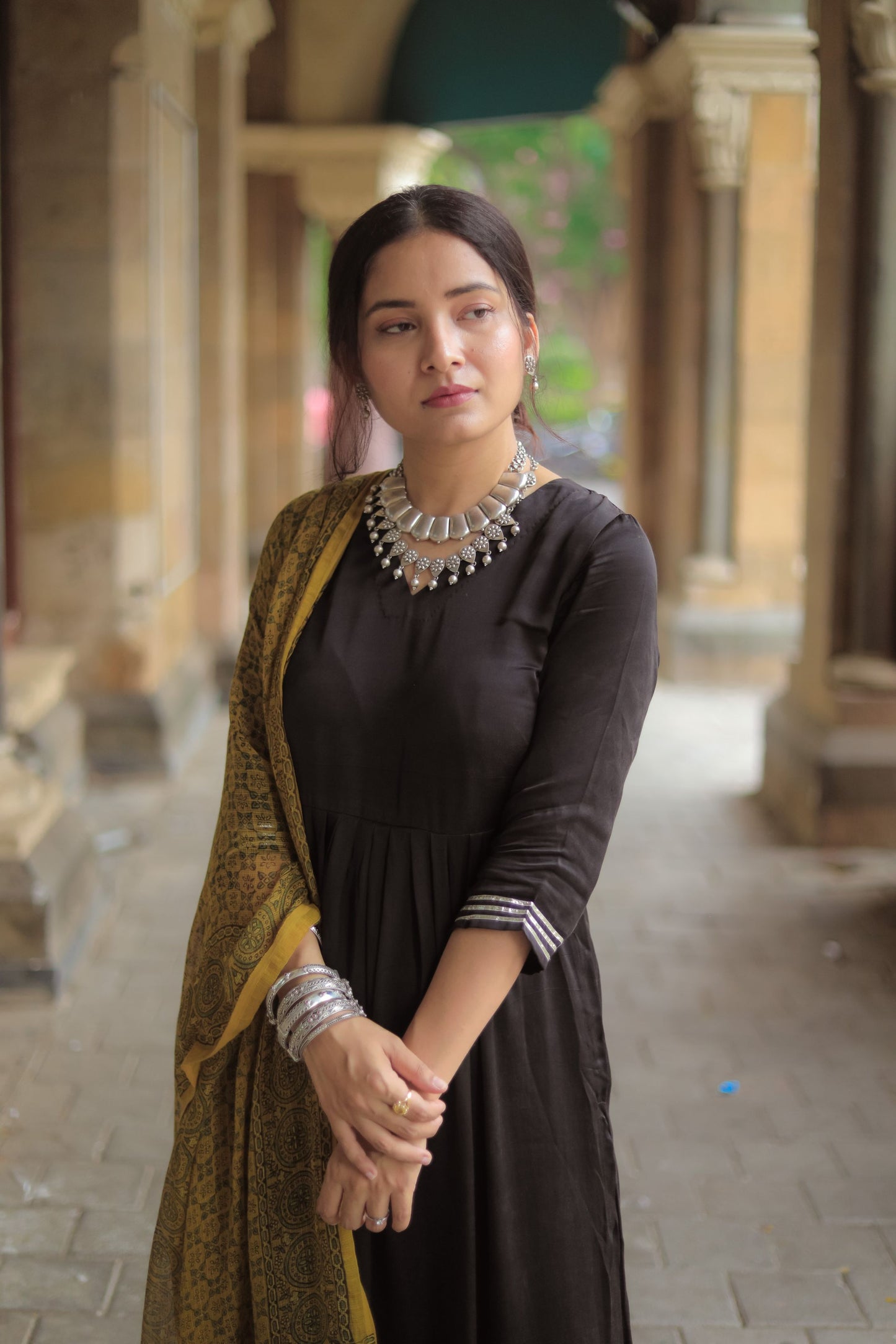 Jashn Black Modal Silk Kurta Pant Set
