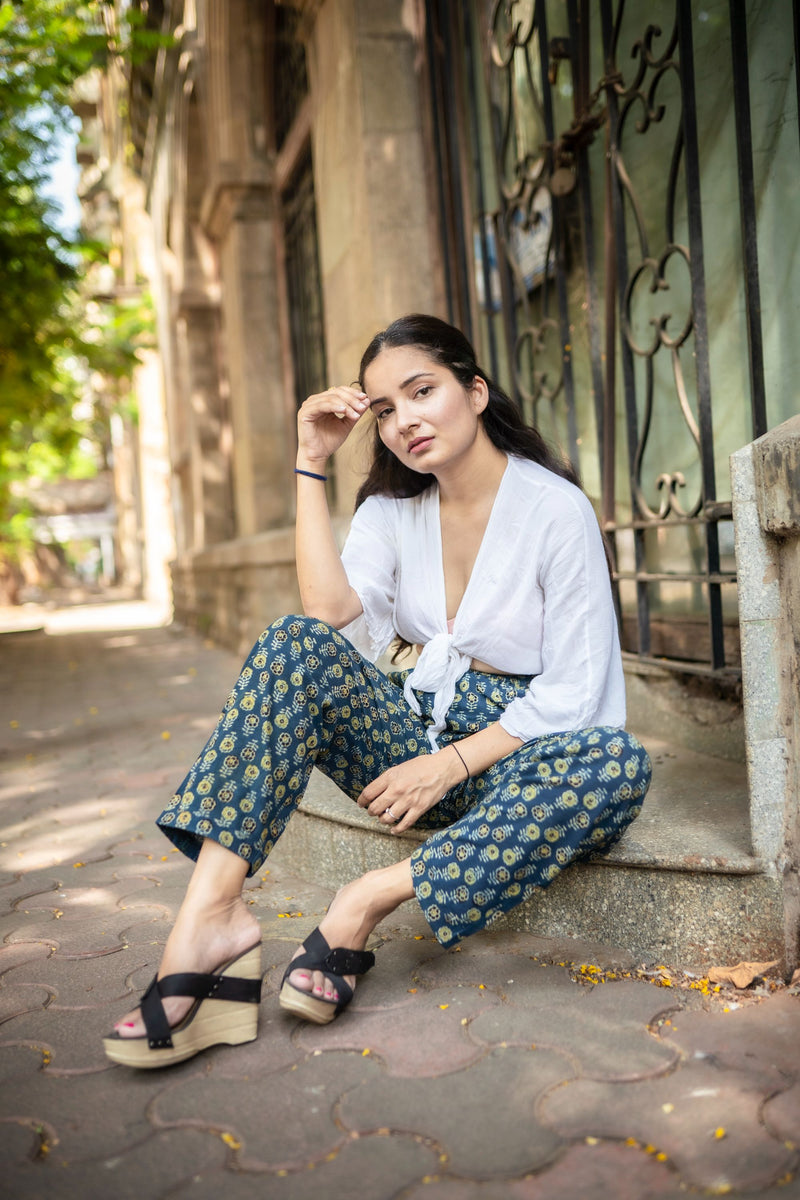 Indigo Cotton Lazy Pants