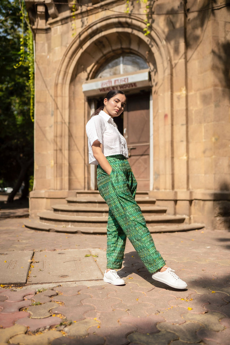 Blue Ikat Mercerised Lazy Pants