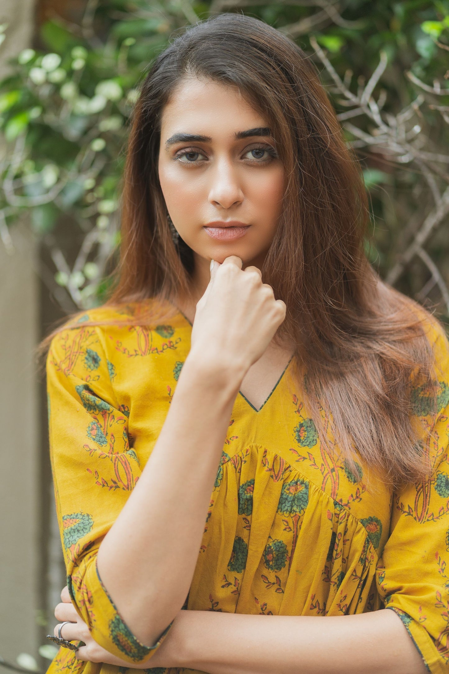Mira Yellow Ajrakh Kurta Pant Set WITHOUT Dupatta