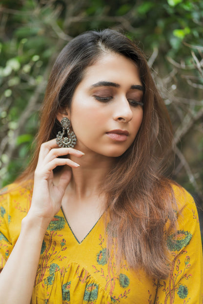 Mira Yellow Ajrakh Kurta Pant Set WITHOUT Dupatta