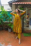 Mira Yellow Ajrakh Kurta Pant Set WITHOUT Dupatta