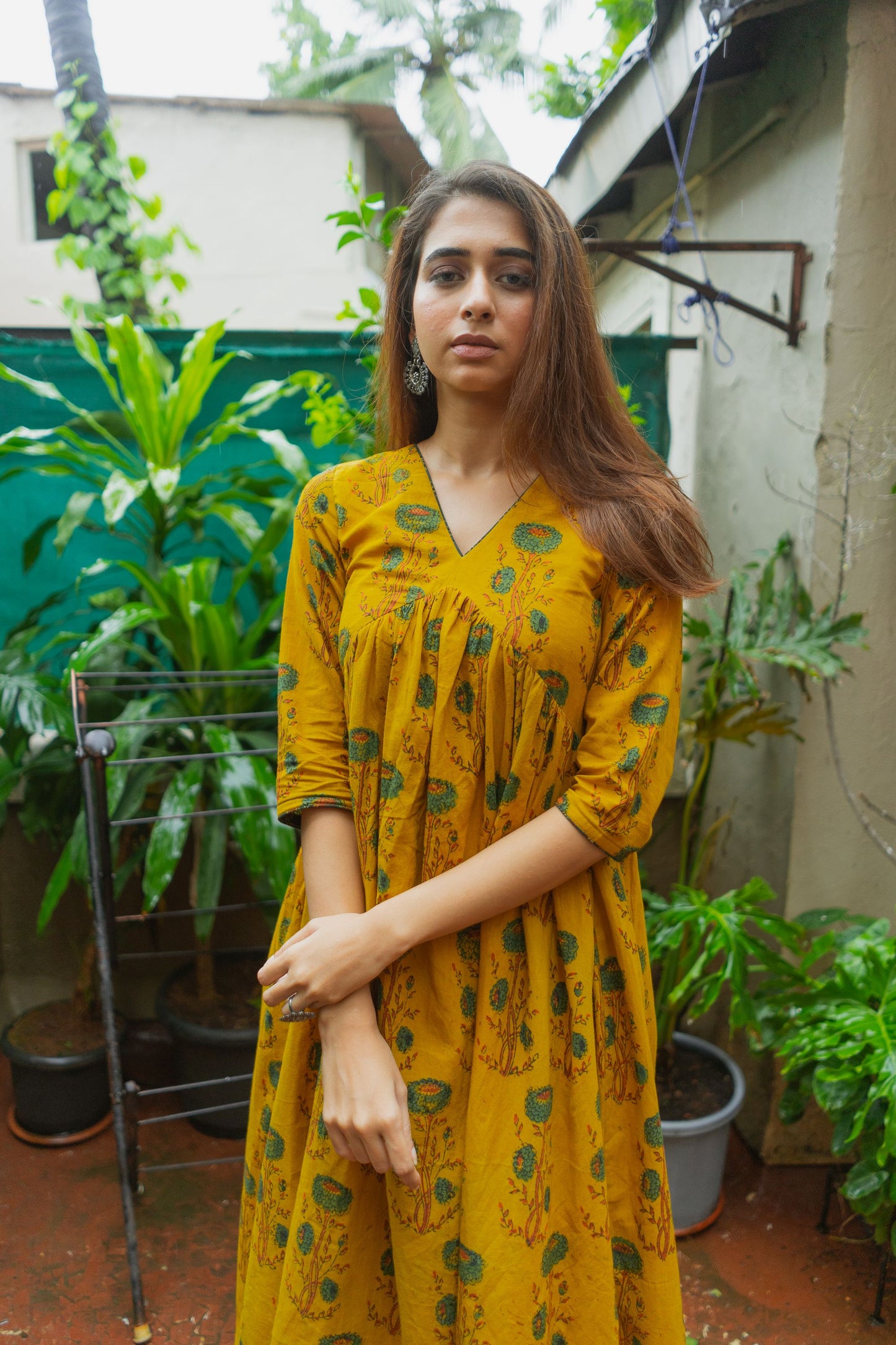 Mira Yellow Ajrakh Kurta Pant Set WITHOUT Dupatta