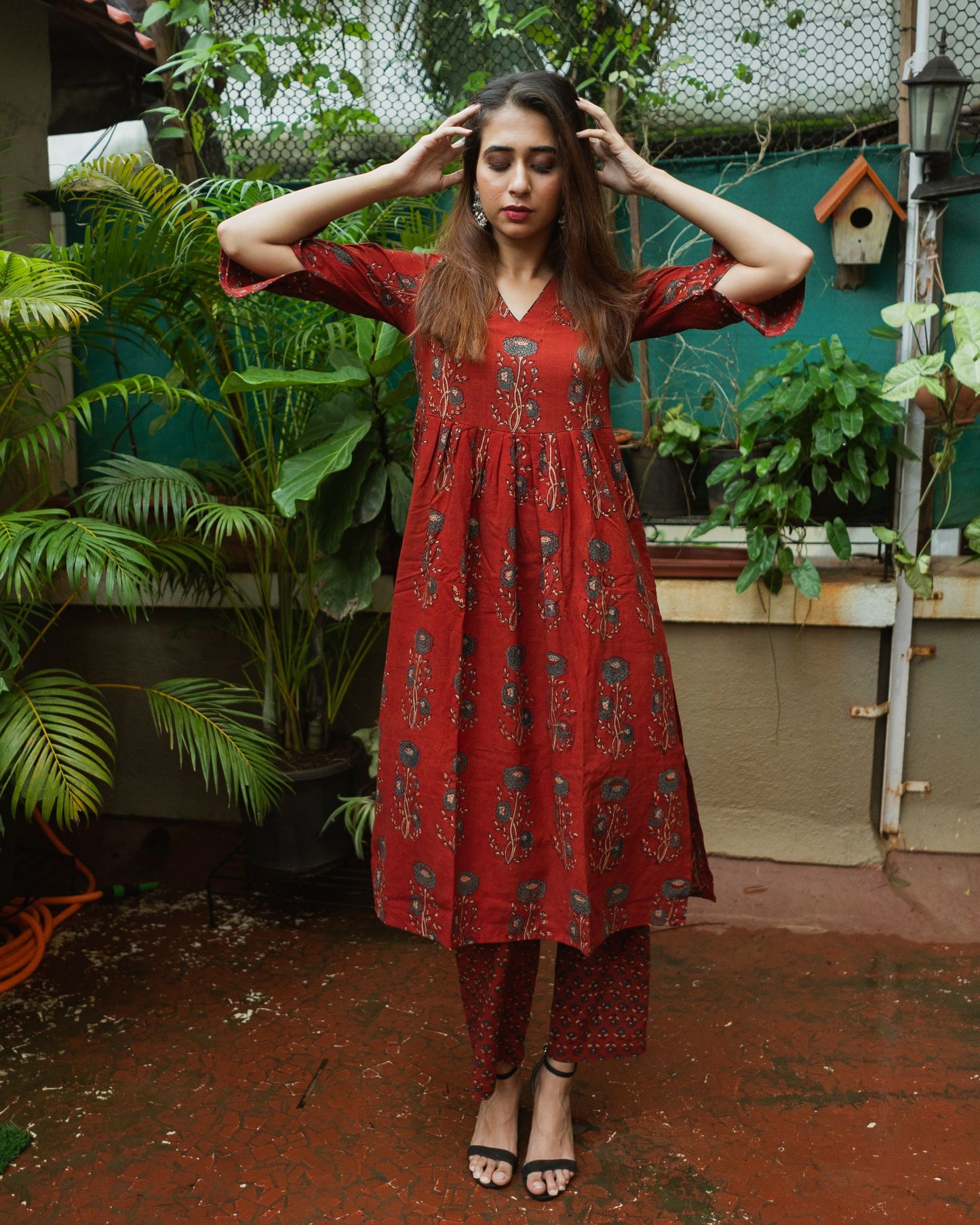 Mannat Madder Red Ajrakh Set