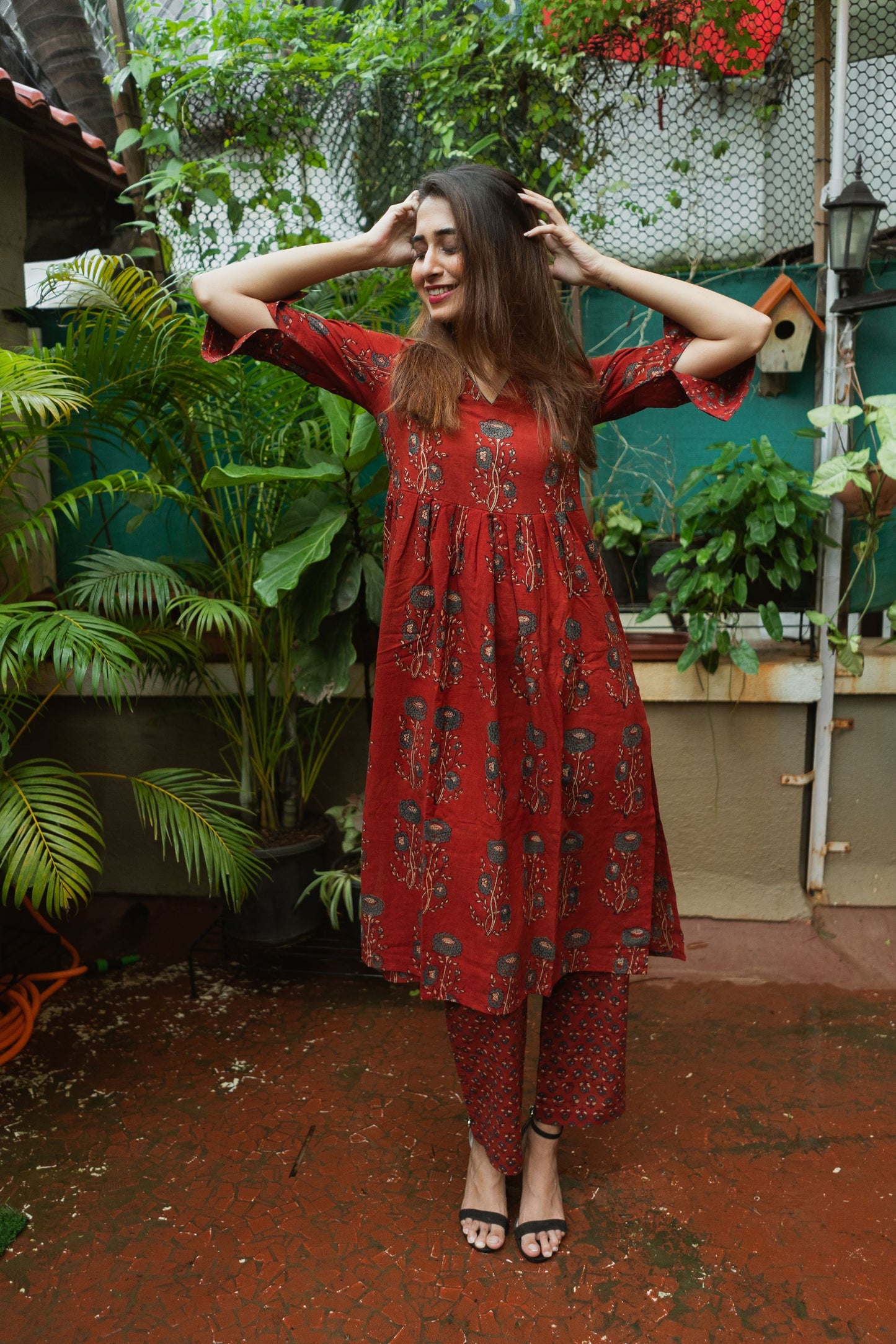 Mannat Madder Red Ajrakh Set