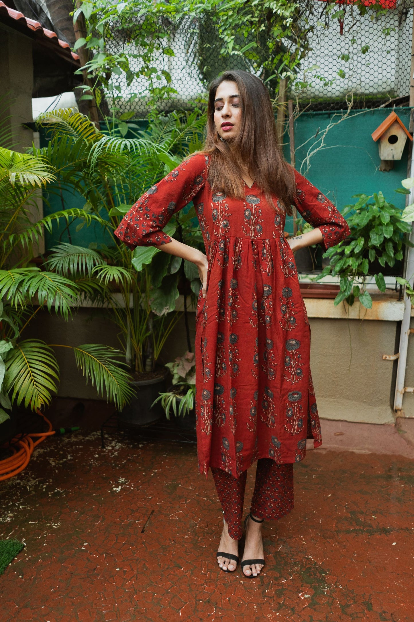 Mannat Madder Red Ajrakh Set
