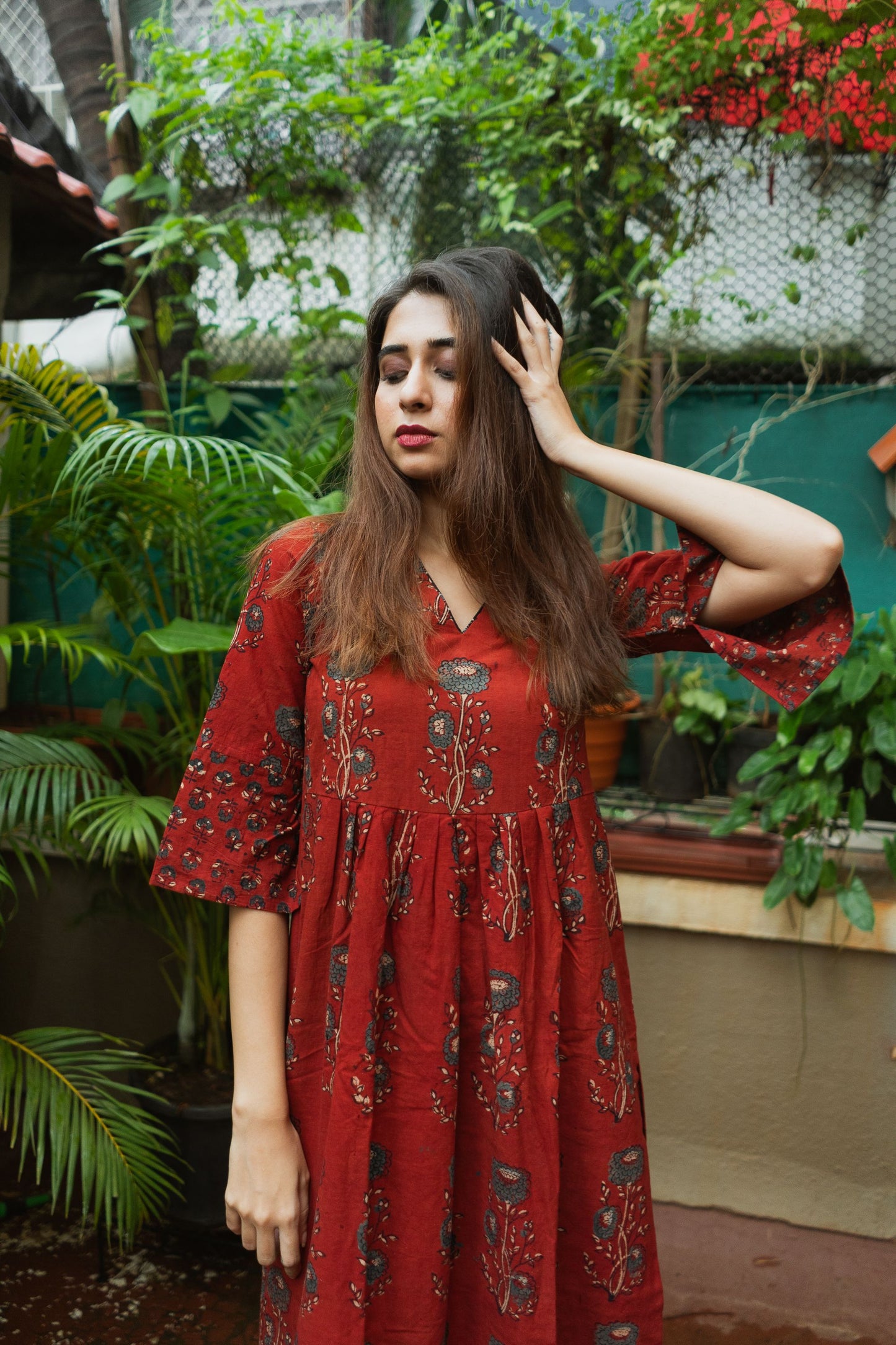 Mannat Madder Red Ajrakh Set