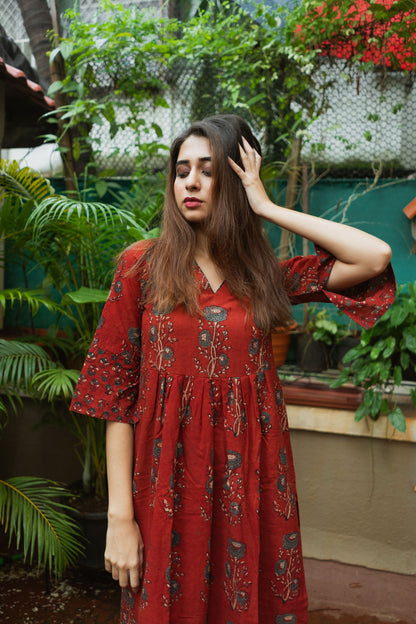 Mannat Madder Red Ajrakh Set