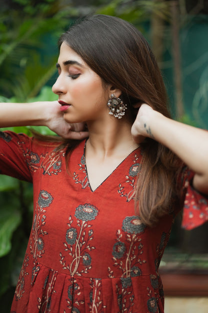 Mannat Madder Red Ajrakh Set