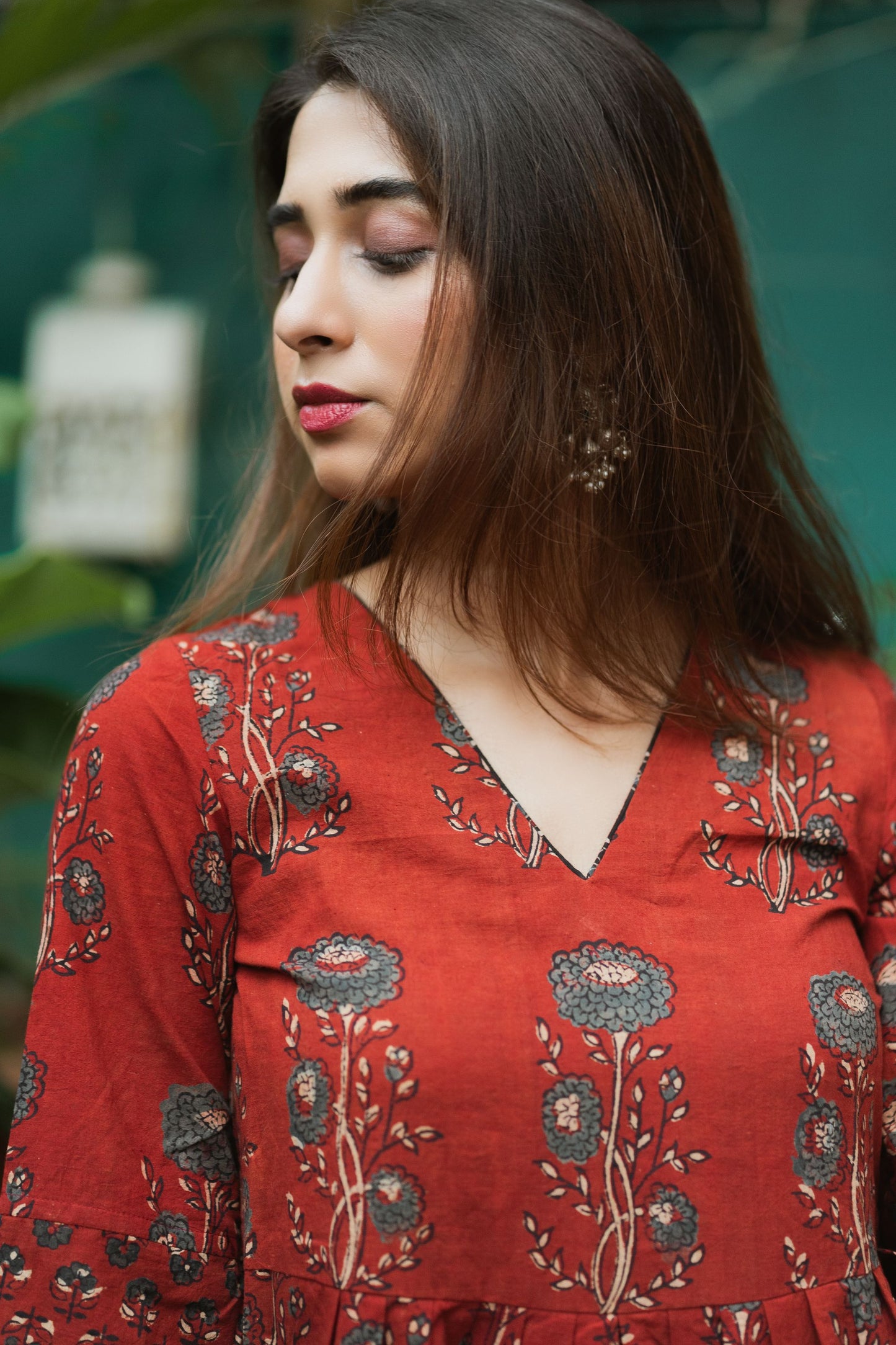 Mannat Madder Red Ajrakh Set