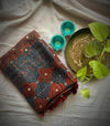 Indigo and madder Ajrakh Chanderi Silk Dupatta with mirror work